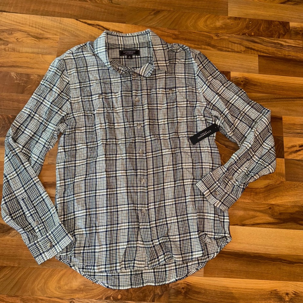 Liverpool Los Angeles Mens Plaid Button Down Long Sleeve‎ Shirt fall new